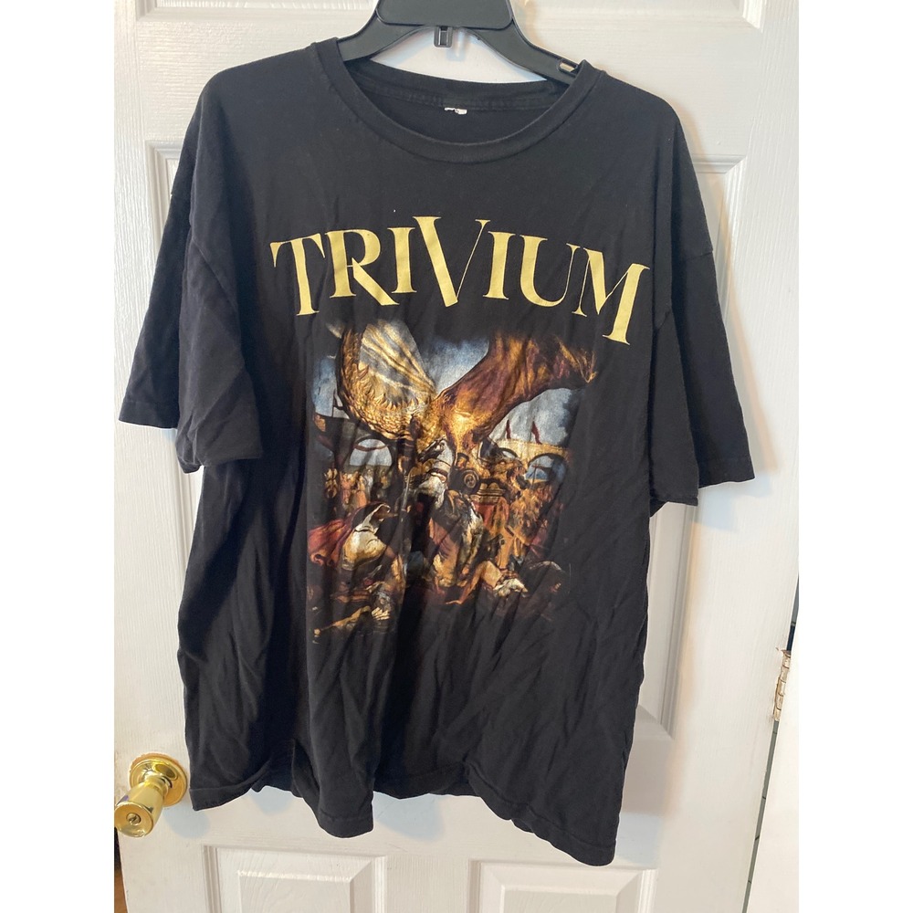 Trivium‎ In Waves Band T-Shirt Mens Black Graphic Short Sleeve Heavy Metal Tee